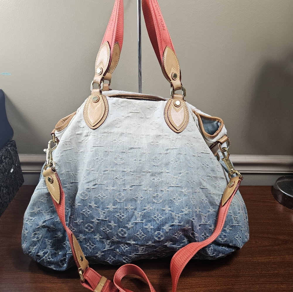 Auth Louis Vuitton Sunshine Ombre Rare Gm Jean Blue Denim Cross Body Bag - Picture 3 of 15